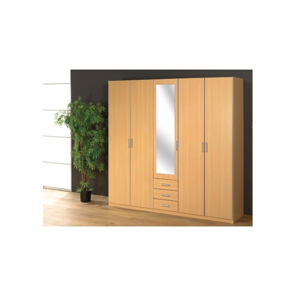 Armoire 5 portes Tunisie beige hêtre Matelas.tn Meilleur Prix