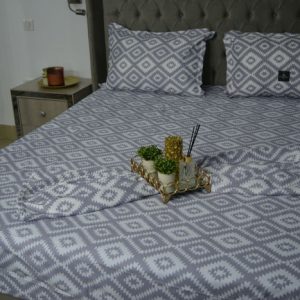 parure de lit haut de gamme coton imprimé tunisie carreau gris